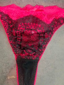 Sexy  Red &amp; Black Lace Thong