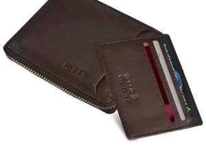 2pcs Brown/Blue Mens Trendy Genuine Leather Wallet