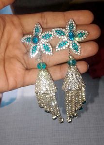 Teal Flower Earrings