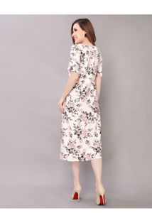 Selvia Women A-line White Midi/Calf Length Dress