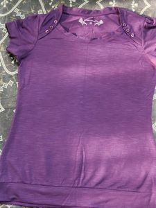 Purple Button Detail Top