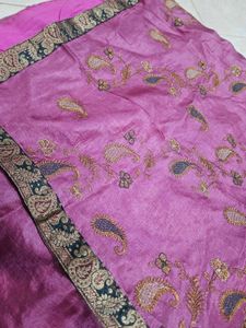 Elegant Embroidered Pink Saree