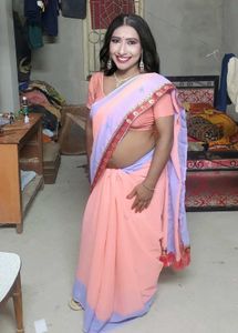 New Peach & Lavender Saree With Lycra Blouse