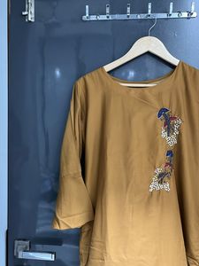 Heavy Mustard Bead work Embroidery Kurti