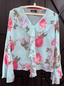 Blue Pink Floral Top