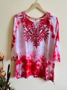 Red Embroidered Kurta