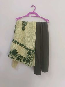 FULL SET CHIKAN KARI KURTA N LEGGING