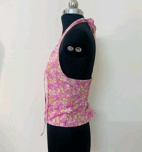Pink Floral Halter Vest 🩷