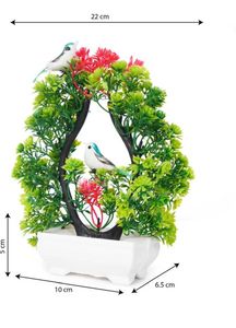 POKA Artificial green plant with sparrow &amp; light f
