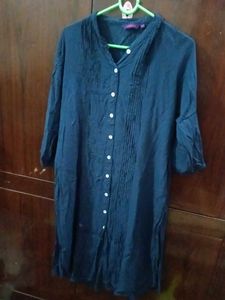 Navy Button-Down Dress