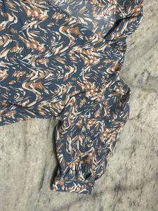 Patterned Long Sleeve Button Down Shirt
