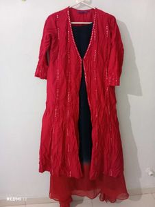 Red Embroidered Kurta Set