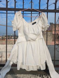 Cottagecore White Romper Dress