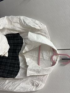 Black &amp; White Cropped Blouse