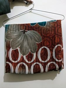 Brown And Green Multicolour Printed Saree