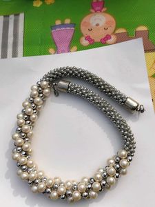 Pearl &amp; Silver Beaded Necklace