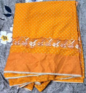 Orange Polka Dot Dress Material