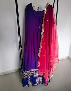 Purple Gown With Pink Dupptta