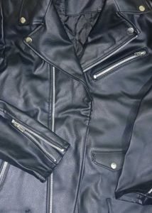 Black Faux Leather Biker Jacket