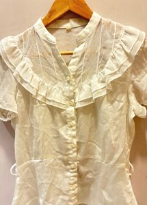 Elegant Ruffled Sheer Blouse