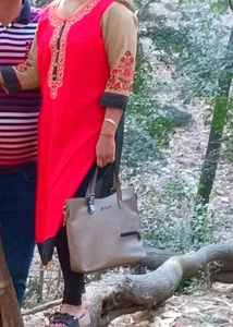 Embroidered Red Kurta