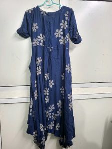 Floral Print Blue Dress