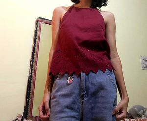 Maroon Sleeveless Top