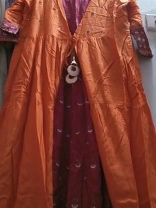 Cotton Blend Festive Anarkali Kurti Set