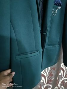 Peacock Green Men Formal/Festive Blazer