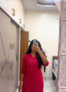 Red Printed Kurta