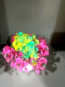Floral arrangement with pink roses