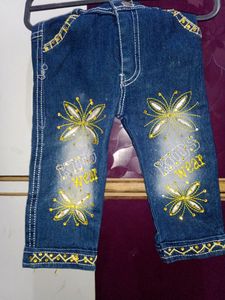 Denim Jeans With Yellow Top.
