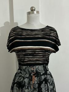 Striped Top &amp; Paisley Maxi Dress