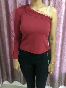 Stylish Maroon Top with Ruffles