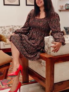 Black and Red Floral Fit An Flare Dress