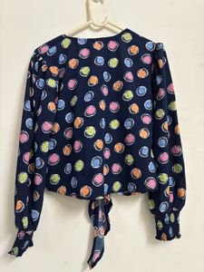Polka Dot Tie-Front Top &amp; Black To
