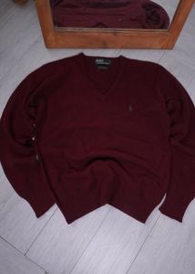 Ralph Lauren Burgundy V-Neck Sweater