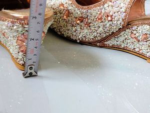 Heels Party Wear Sandal White And Rose Gold