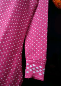Pink Patterned Winter Kurti