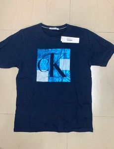 Calvin Klein Navy Blue Men Patchwork Tshirt - XXL