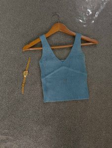 Blue Knit Tank Top