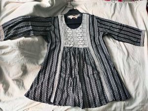 Black And White Short Kurti