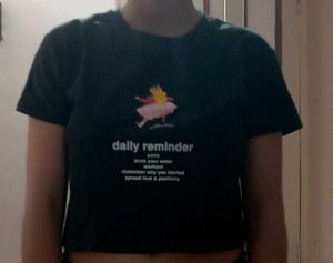 Cartoon Print Black T-shirt