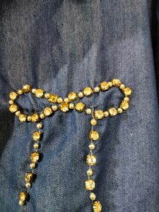 Denim Bow Pearl Shirt