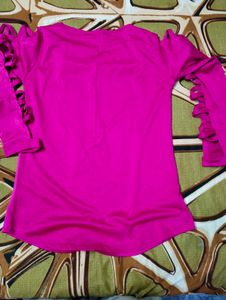Pink Top with Cutout Sleeves