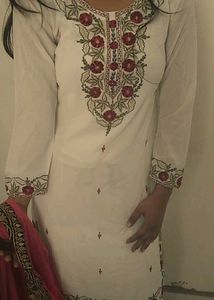 Elegant White Embroidered Salwar Suit
