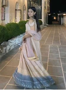 double shade peach lehenga set