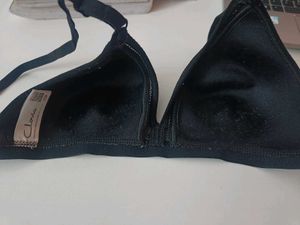 Non-Padded Non-Wired Black Cotton Rich Bra