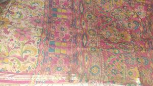 Flower Print Tusser Silk Saree