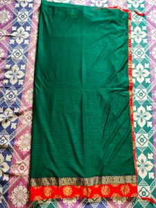 Green Red Saree With Blouse